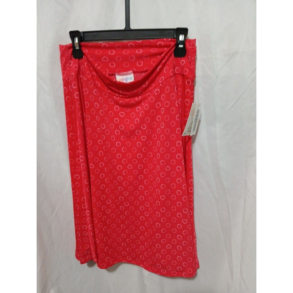 Lularoe  Size 14  Girls Azure Skirt Pink - WHITE circles super soft  NEW!